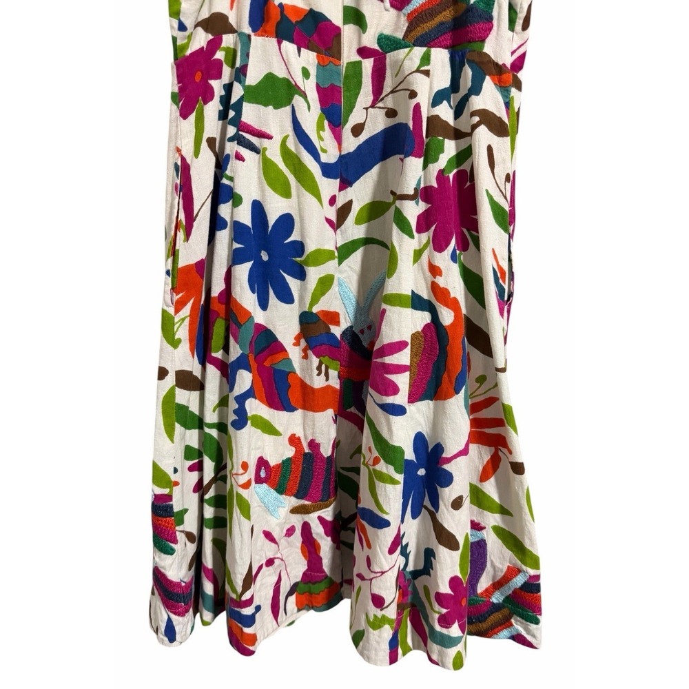Vanessa‎ Virginia Anthropologie Folk Art Dress Embroidered Floral Animals Size 6 - Picture 6 of 12